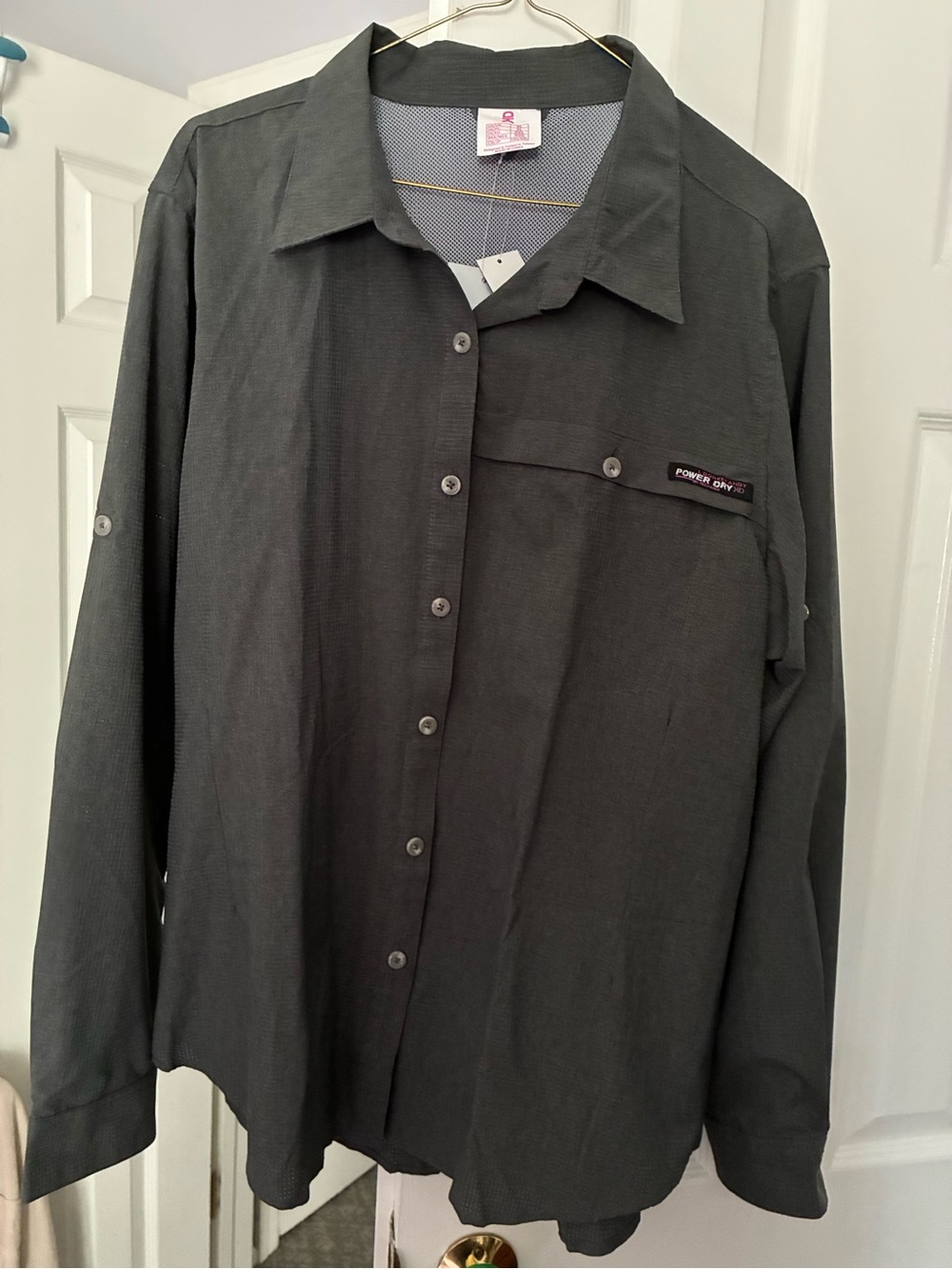Men’s Long-Sleeve Button-Up quick dry Shirt Charcoal Gray